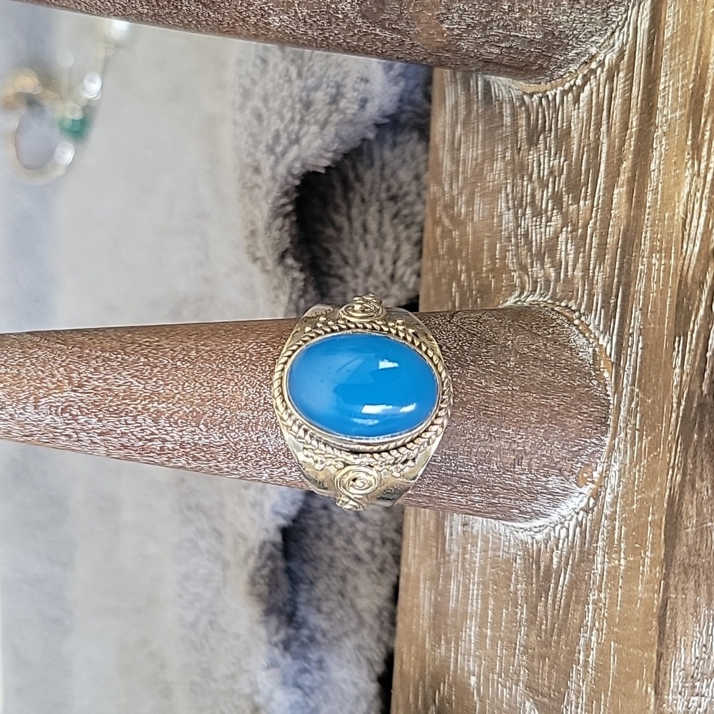 Blue Chalcedony Stone Sterling Ring